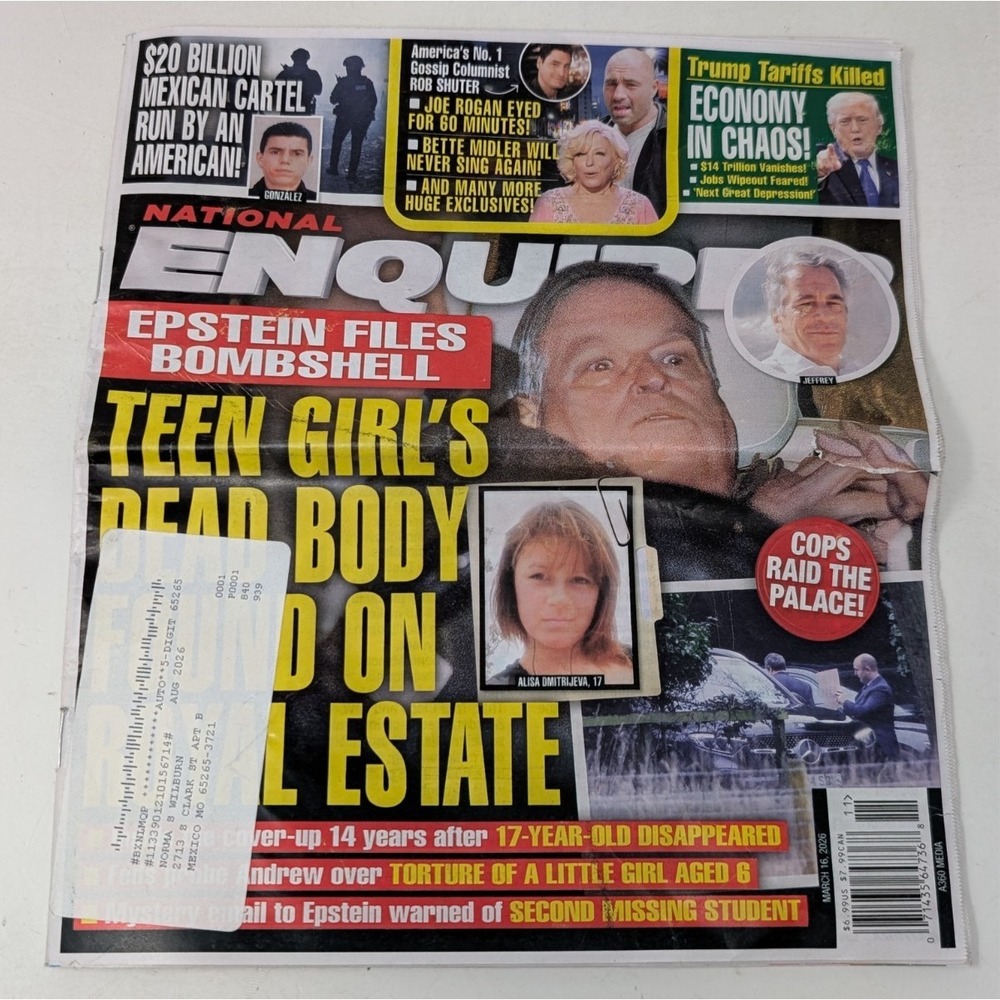 National Enquirer Magazine March 16th 2026 Prince Andrew & Epstein VTG